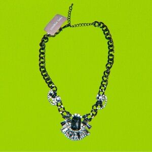 Silver/Dark Gray “Cookie Lee” Chain Gem Necklace